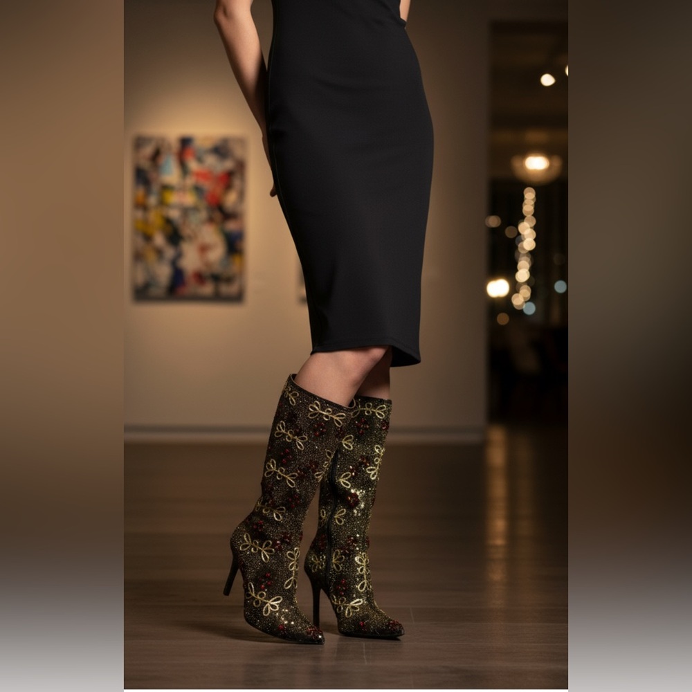 Vintage Colin Stuart Embroidered Beaded beautiful Boots not box size 8 - Picture 3 of 17